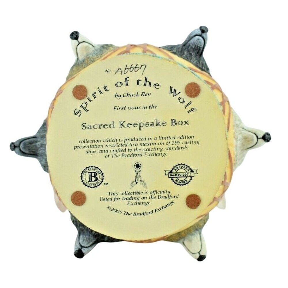 Bradford Exchange Spirit of the Wolf Sacred Keepsake Box (2005) - Picture 2 of 7